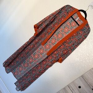 Floral Patterned Kimono with Rust Accents